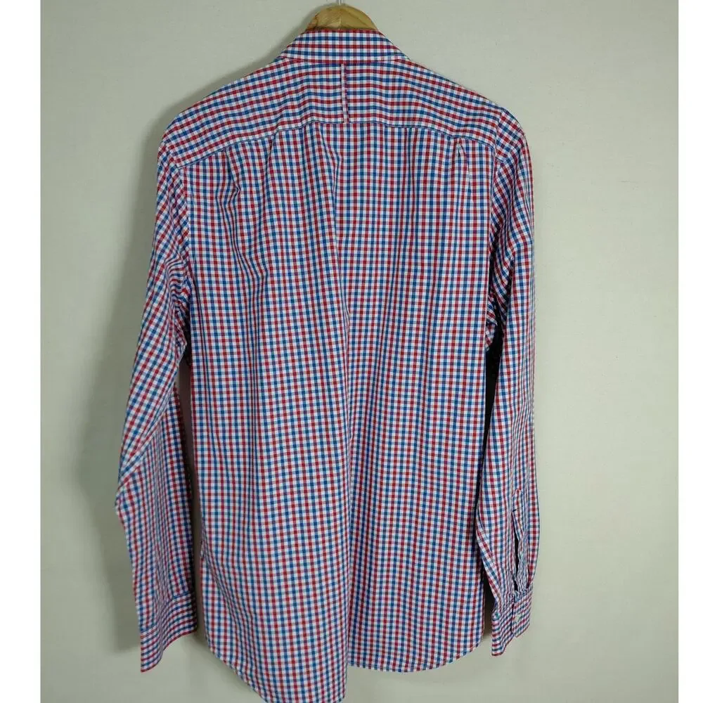 Banana Republic Soft Wash Slim Gingham Plaid Button-Up Shirt Men Size LT